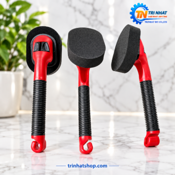 Cọ Thoa Dưỡng Lốp Ô TÔ 30cm (Cán Tròn Màu Đỏ, Đen): Gạt Nước & Quét Dưỡng Lốp Nhanh Chóng