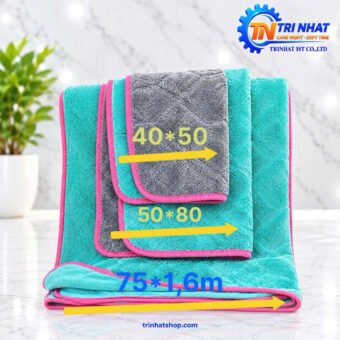 Khăn Lau Xe Siêu Thấm Nước 2 Mặt Jiong Wa JW1200 – Microfiber Dày 1200GSM Không Xước Sơn